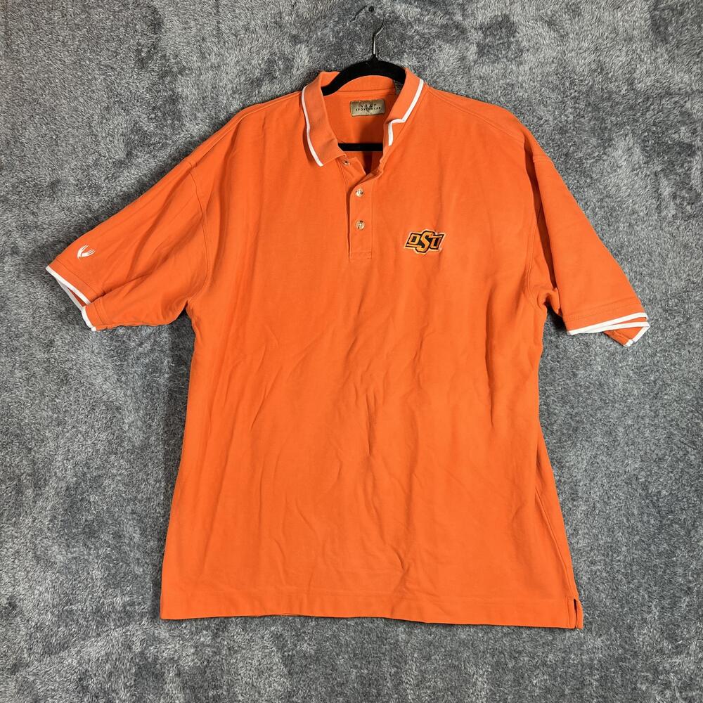 WESR Sportswear Polo Shirt Mens XL Orange OSU Embroidered Logo Collared Casual